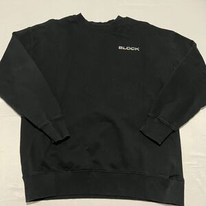 block.xyz Black Cotton French Terry Sweatshirt Small Holographic Logo Crewneck